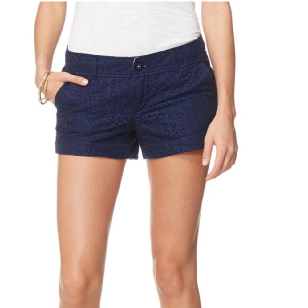 Lily Pulitzer Navy Lace Detail Short Shorts